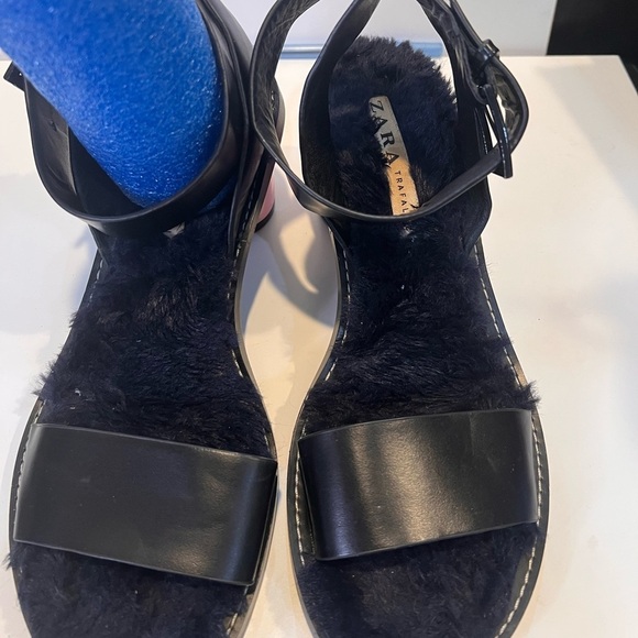 Zara Shoes - Zara Navy Furry Sandals